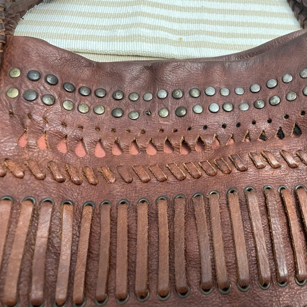 Brown fringe bag